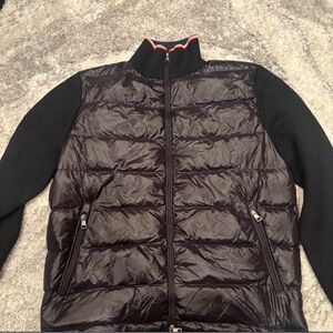 Moncler Black Puffer Jacket with Red Trim